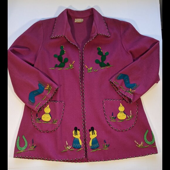 La Mexicana 50’s Vintage Wool Mexico Tourist Jacket Felt Applique Dancers READ - Picture 9 of 16